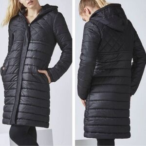 Fabletics Lucca Black Longline Hooded Puffer Coat XXL Warm  Oversized Gorpcore
